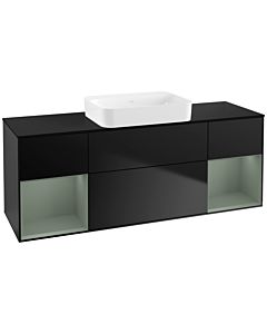 Villeroy und Boch Finion Waschtischunterschrank G742GMPD 160x60,3x50,1cm, Regale Olive matt lacquer, Black matt lacquer