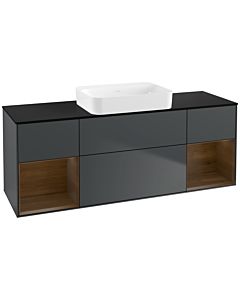 Villeroy und Boch Finion Waschtischunterschrank G742GNHG 160x60,3x50,1cm, Regale Walnut veneer, Midnight Blue Matt Lacquer