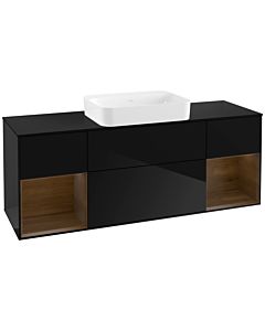 Villeroy und Boch Finion Villeroy und Boch G742GNPH 160x60.3x50.1cm, étagères placage noyer, Glossy Black Lacquer