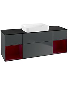 Villeroy und Boch Finion Waschtischunterschrank G742HBHG 160x60,3x50,1cm, Regale Peony matt lacquer, Midnight Blue Matt Lacquer
