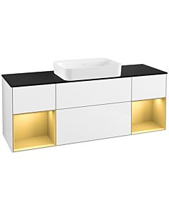 Villeroy und Boch Finion Waschtischunterschrank G742HFGF 160x60,3x50,1cm, Regale Gold matt lacquer, Glossy white lacquer