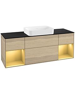 Villeroy und Boch Finion Villeroy und Boch G742HFPC 160x60.3x50.1cm, étagères laqué or mat, Oak Veneer