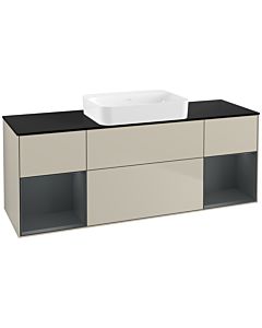 Villeroy und Boch Finion Waschtischunterschrank G742HGHH 160x60,3x50,1cm, Regale Midnight matt lacquer, Sand Matt Lacquer