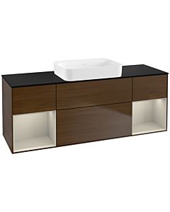 Villeroy und Boch Finion Waschtischunterschrank G742HHGN 160x60,3x50,1cm, Regale sand matt lacquer, Walnut veneer