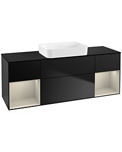 Villeroy und Boch Finion Waschtischunterschrank G742HHPD 160x60,3x50,1cm, Regale sand matt lacquer, Black matt lacquer