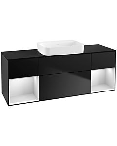 Villeroy und Boch Finion Villeroy und Boch G742MTPD 160x60.3x50.1cm, étagères laqué blanc mat, laqué noir mat