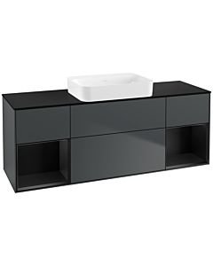 Villeroy und Boch Finion Waschtischunterschrank G742PDHG 160x60,3x50,1cm, Regale Black matt lacquer, Midnight Blue Matt Lacquer