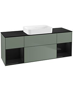 Villeroy und Boch Finion Villeroy und Boch G742PHGM 160x60.3x50.1cm, étagères Laqué noir brillant, Olive Matt Lacquer