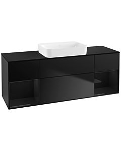 Villeroy und Boch Finion Villeroy und Boch G742PHPD 160x60.3x50.1cm, étagères laqué noir brillant, laqué noir mat