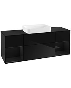 Villeroy und Boch Finion Waschtischunterschrank G742PHPH 160x60,3x50,1cm, Regale Glossy black lacquer, Glossy Black Lacquer