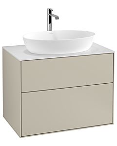 Villeroy und Boch Finion Waschtischunterschrank G75100HH 80x60,3cm, Emotion, Abdeckplatte white matt, Sand Matt Lacquer