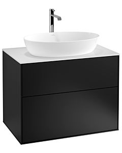 Villeroy und Boch Finion Waschtischunterschrank G75100PD 80x60,3cm, Emotion, Abdeckplatte white matt, Black matt lacquer