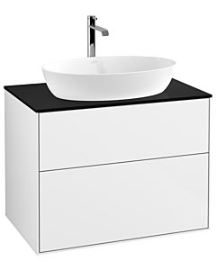Villeroy und Boch Finion Waschtischunterschrank G75200GF 80x60,3cm, Emotion, Abdeckplatte black matt, Glossy white lacquer