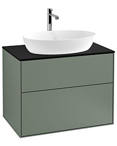 Villeroy und Boch Finion Waschtischunterschrank G75200GM 80x60,3cm, Emotion, Abdeckplatte black matt, Olive Matt Lacquer