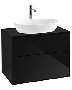 Villeroy und Boch Finion Waschtischunterschrank G75200PH 80x60,3cm, Emotion, Abdeckplatte black matt, Glossy Black Lacquer