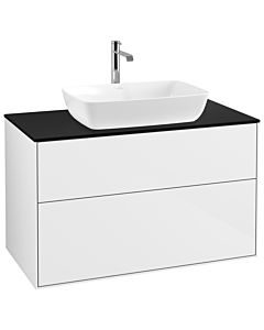 Villeroy und Boch Finion Waschtischunterschrank G76200GF 100x60,3cm, Emotion, Abdeckplatte black matt, Glossy white lacquer