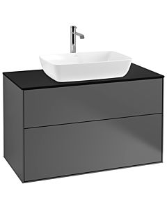 Villeroy und Boch Finion Waschtischunterschrank G76200GK 100x60,3cm, Emotion, Abdeckplatte black matt, Anthracite matt