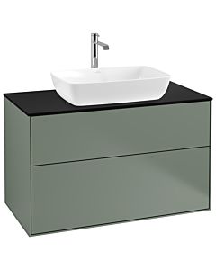 Villeroy und Boch Finion Waschtischunterschrank G76200GM 100x60,3cm, Emotion, Abdeckplatte black matt, Olive Matt Lacquer