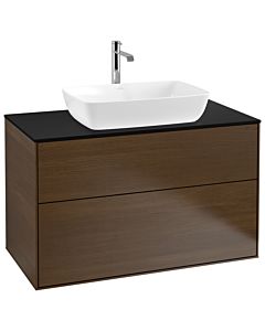 Villeroy und Boch Finion Waschtischunterschrank G76200GN 100x60,3cm, Emotion, Abdeckplatte black matt, Walnut veneer