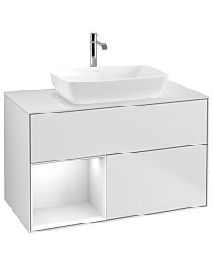 Villeroy und Boch Finion Villeroy und Boch Finion G771GFMT 100cm, cover plate white matt, Emotion, shelves Glossy white lacquer, white matt lacquer