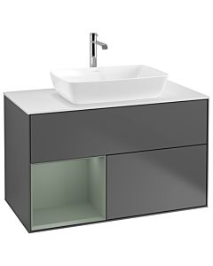 Villeroy und Boch Finion Villeroy und Boch Finion G771GMGK 100cm, cover plate white matt, Emotion, shelves olive matt lacquer, anthracite matt