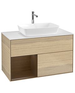 Villeroy und Boch Finion Villeroy und Boch G771GNPC 100cm, plaque de finition blanc mat, emotion, étagères Walnut Veneer , Oak Veneer