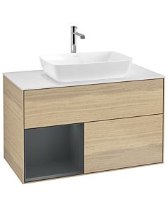 Villeroy und Boch Finion Villeroy und Boch Finion G771HGPC 100cm, cover plate white matt, Emotion, shelves Midnight matt lacquer, Oak Veneer