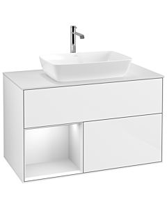 Villeroy und Boch Finion Villeroy und Boch Finion G771MTGF 100cm, cover plate white matt, Emotion, shelves white matt lacquer, glossy white lacquer