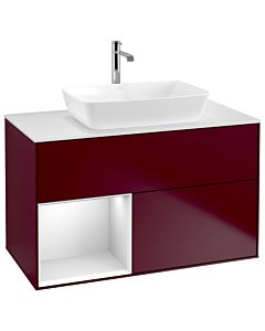 Villeroy und Boch Finion Waschtischunterschrank G771MTHB 100cm, Abdeckplatte white matt, Emotion, Regale White matt lacquer, Peony Matt