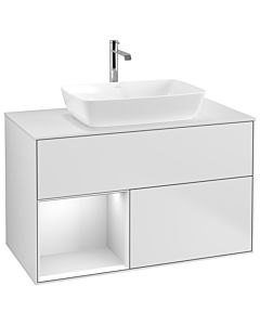 Villeroy und Boch Finion Villeroy und Boch G771MTMT 100cm, plaque de finition blanc mat, Emotion, étagères laqué blanc mat, laqué blanc mat