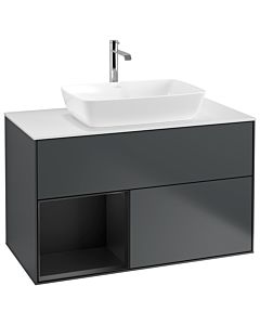 Villeroy und Boch Finion Villeroy und Boch Finion G771PDHG 100cm, cover plate white matt, Emotion, shelves black matt lacquer, midnight Blue Matt Lacquer