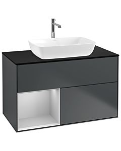 Villeroy und Boch Finion Villeroy und Boch Finion G772GJHG 100cm, cover plate black matt, Emotion, shelves light gray matt lacquer, midnight Blue Matt Lacquer