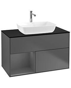 Villeroy und Boch Finion Villeroy und Boch G772GKGK 100cm, plaque de recouvrement noir mat, Emotion, étagères Laque anthracite mat, Anthracite mat