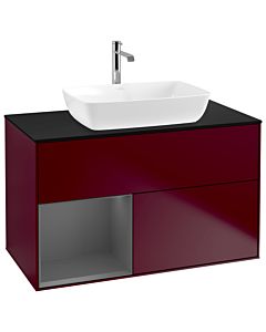 Villeroy und Boch Finion Villeroy und Boch G772GKHB 100cm, plaque de finition noir mat, Emotion, étagères laqué anthracite mat, Peony Matt