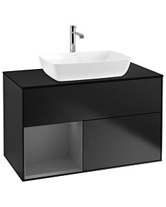 Villeroy und Boch Finion Villeroy und Boch G772GKPD 100cm, plaque de finition noir mat, Emotion, étagères Laque anthracite mate, Laque noire mate