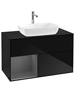 Villeroy und Boch Finion Villeroy und Boch G772GKPH 100cm, plaque de finition noir mat, Emotion, étagères laqué anthracite mat, Glossy Black Lacquer