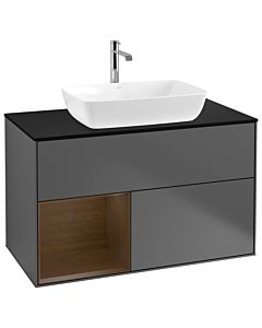 Villeroy und Boch Finion Villeroy und Boch Finion G772GNGK 100cm, cover plate black matt, Emotion, shelves Walnut Veneer , anthracite matt