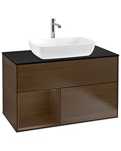 Villeroy und Boch Finion Villeroy und Boch G772GNGN 100cm, plaque de finition noire mate, emotion, étagères Walnut Veneer , placage Walnut Veneer