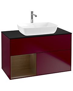 Villeroy und Boch Finion Villeroy und Boch G772GNHB 100cm, plaque de finition noir mat, émotion, étagères Walnut Veneer , Peony Matt