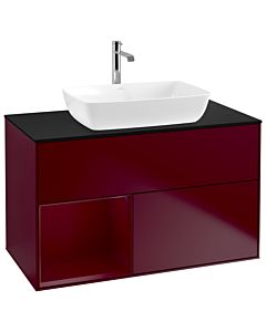 Villeroy und Boch Finion Villeroy und Boch G772HBHB 100cm, couvercle noir mat, Emotion, étagères Peony laqué mat, Peony Matt