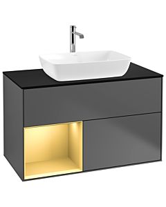 Villeroy und Boch Finion Villeroy und Boch Finion G772HFGK 100cm, cover plate black matt, Emotion, shelves gold matt lacquer, anthracite matt