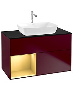 Villeroy und Boch Finion Villeroy und Boch Finion G772HFHB 100cm, cover plate black matt, Emotion, shelves gold matt lacquer, Peony Matt