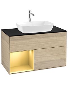 Villeroy und Boch Finion Villeroy und Boch G772HFPC 100cm, couvercle noir mat, Emotion, étagères laqué or mat, Oak Veneer