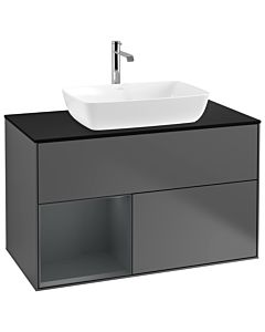 Villeroy und Boch Finion Villeroy und Boch Finion G772HGGK 100cm, cover plate black matt, Emotion, shelves midnight matt lacquer, anthracite matt