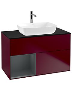 Villeroy und Boch Finion Villeroy und Boch G772HGHB 100cm, plaque de finition noir mat, Emotion, étagères laqué mat minuit, Peony Matt