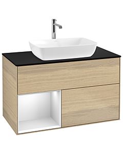 Villeroy und Boch Finion Villeroy und Boch Finion G772MTPC 100cm, cover plate black matt, Emotion, shelves white matt lacquer, Oak Veneer