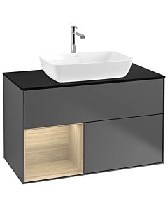 Villeroy und Boch Finion Villeroy und Boch Finion G772PCGK 100cm, cover plate black matt, Emotion, shelves Oak Veneer , anthracite matt