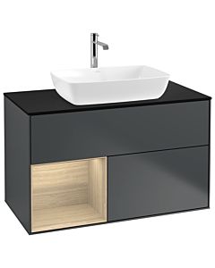 Villeroy und Boch Finion Villeroy und Boch Finion G772PCHG 100cm, cover plate black matt, Emotion, shelves Oak Veneer , Midnight Blue Matt Lacquer