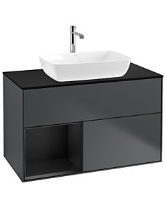 Villeroy und Boch Finion Villeroy und Boch Finion G772PDHG 100cm, cover plate black matt, Emotion, shelves black matt lacquer, midnight Blue Matt Lacquer