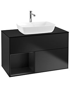 Villeroy und Boch Finion Villeroy und Boch G772PDPD 100cm, plaque de finition noir mat, Emotion, étagères Laque noire mate, Laque noire mate